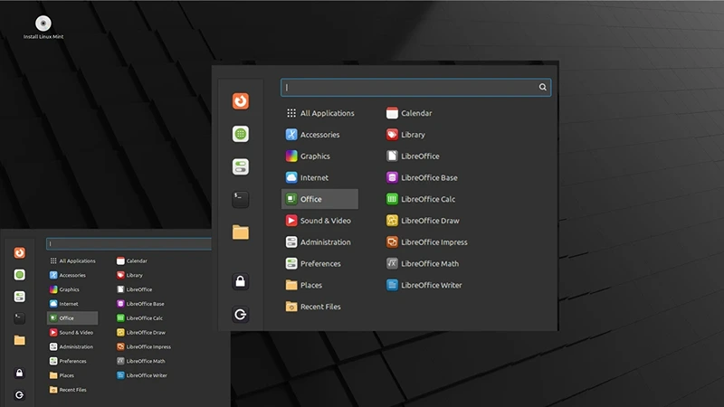 Bureau Cinamon sur Linux Mint, ressemblant au bureau Windows.