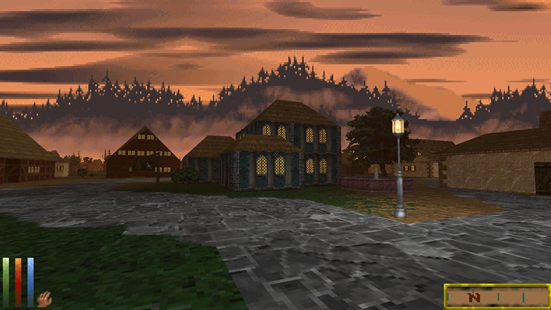 Misty village in Daggerfall.